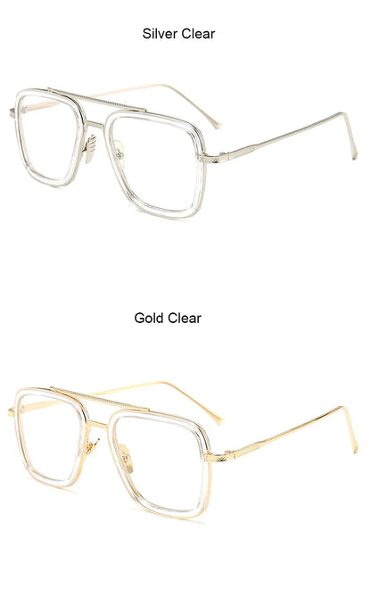 Tony Stark Glasses Men Women Magnifier Reading Eyewear Steampunk Blue Light Blocking Square Eyeglasses Plus Diopter +0.5 +6