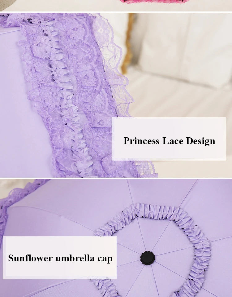 Lace Folding Umbrella Fashion UV Protection Parasol Princess Rain Umbrella Ultra Light Sun Umbrella Women