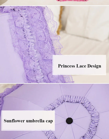Lace Folding Umbrella Fashion UV Protection Parasol Princess Rain Umbrella Ultra Light Sun Umbrella Women