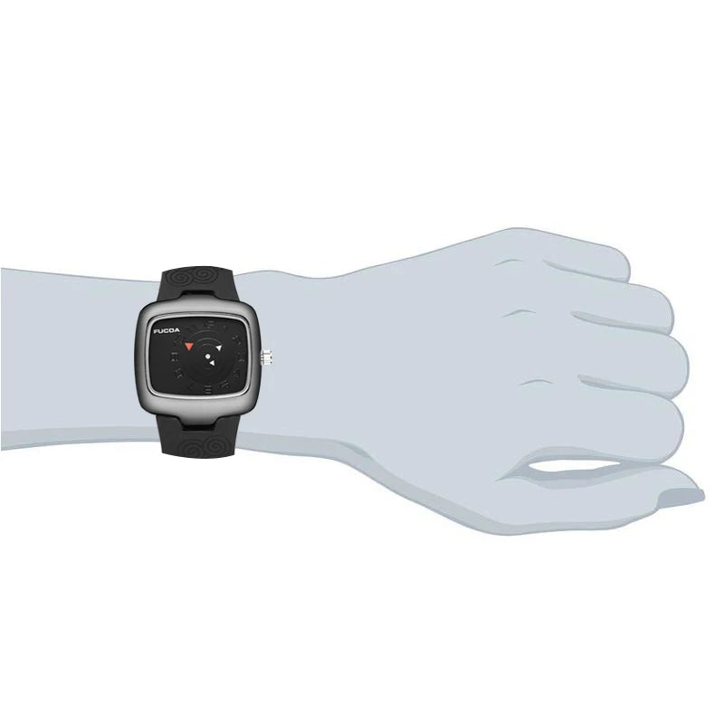 Turntable Men Watch Korean Black and White Square Quartz Mens Wristwatch Male Creative Rubber Strap Watches Relogio Masculino