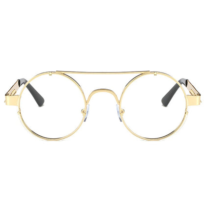 Peekaboo round eyewear frames men vintage gold 2018 flat top retro round metal frame clear lens glasses women frame