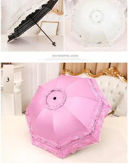 Lace Folding Umbrella Fashion UV Protection Parasol Princess Rain Umbrella Ultra Light Sun Umbrella Women