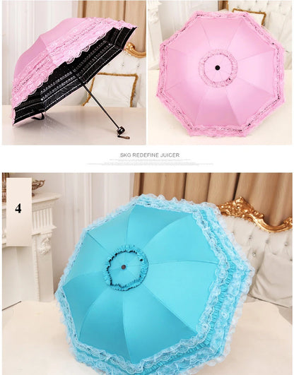 Lace Folding Umbrella Fashion UV Protection Parasol Princess Rain Umbrella Ultra Light Sun Umbrella Women