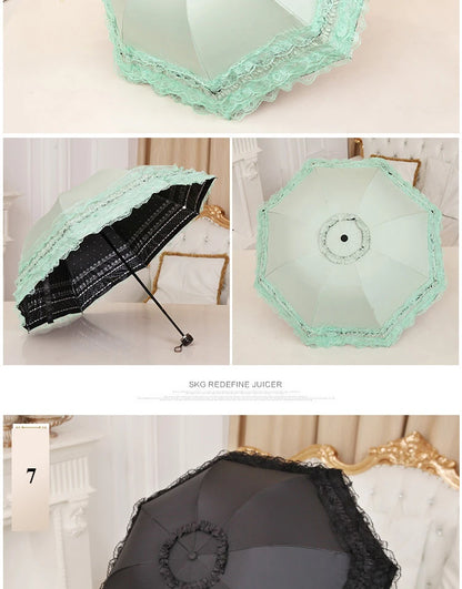Lace Folding Umbrella Fashion UV Protection Parasol Princess Rain Umbrella Ultra Light Sun Umbrella Women