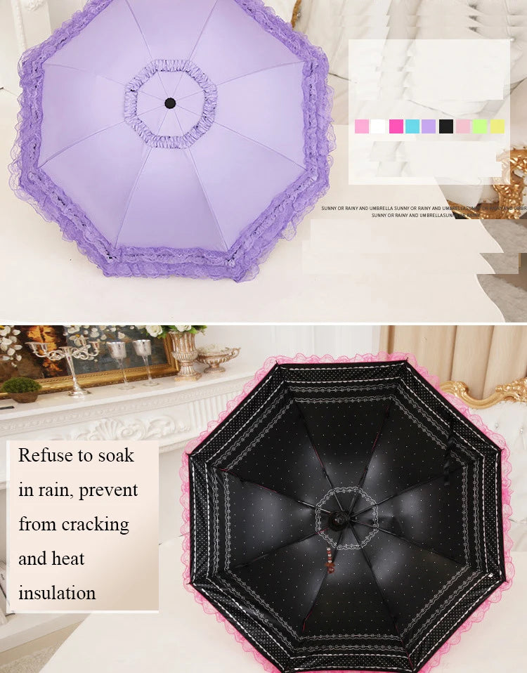 Lace Folding Umbrella Fashion UV Protection Parasol Princess Rain Umbrella Ultra Light Sun Umbrella Women