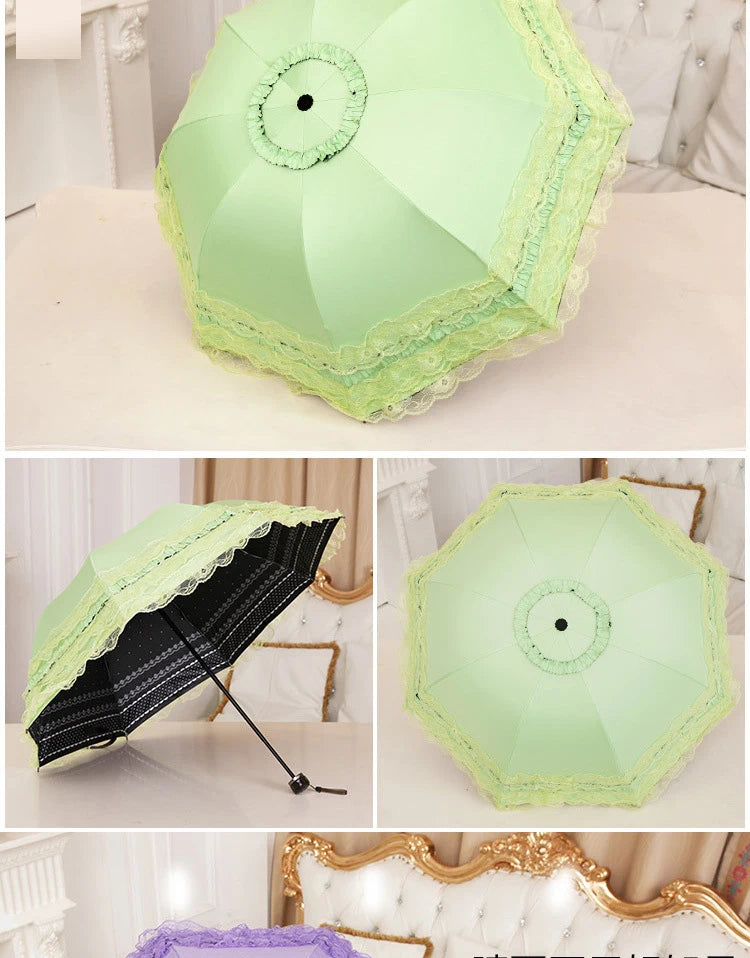 Lace Folding Umbrella Fashion UV Protection Parasol Princess Rain Umbrella Ultra Light Sun Umbrella Women