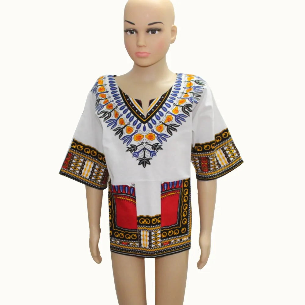 Kids 2019 Child New Fashion Design Traditional African Clothing Print Dashiki T-shirt For Boys and Girls