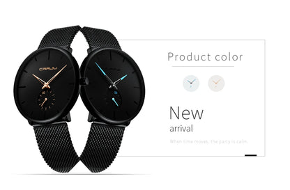 CRRJU Mens Watches Ultra-Thin Minimalist Waterproof - Fashion Wrist Watch for Men Unisex Dress with Stainless Steel Mesh Band