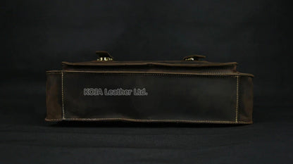 Vintage Crazy Horse Genuine Leather Men Briefcase 15" Laptop Bag Work Business Bag Shoulder Messenger Bag Male Tote Handbag