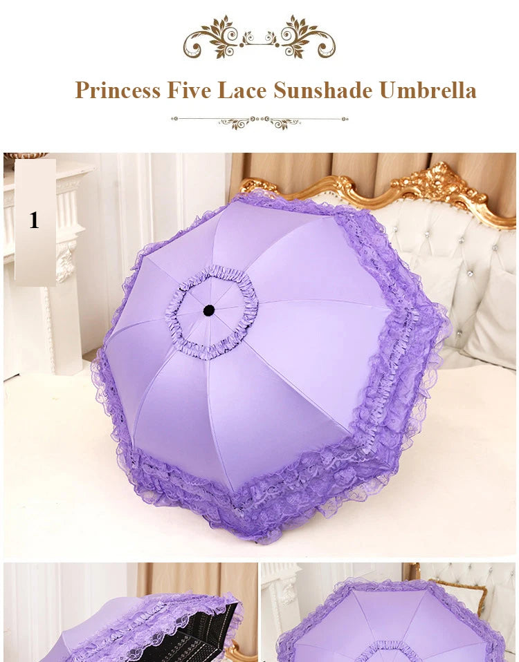 Lace Folding Umbrella Fashion UV Protection Parasol Princess Rain Umbrella Ultra Light Sun Umbrella Women