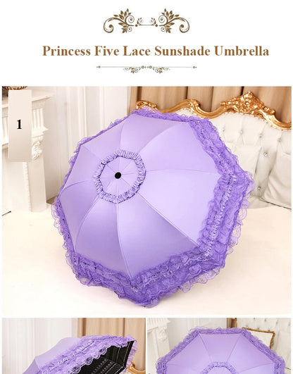 Lace Folding Umbrella Fashion UV Protection Parasol Princess Rain Umbrella Ultra Light Sun Umbrella Women