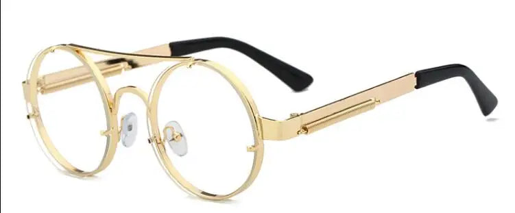 Peekaboo round eyewear frames men vintage gold 2018 flat top retro round metal frame clear lens glasses women frame