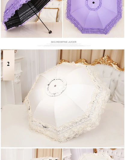 Lace Folding Umbrella Fashion UV Protection Parasol Princess Rain Umbrella Ultra Light Sun Umbrella Women