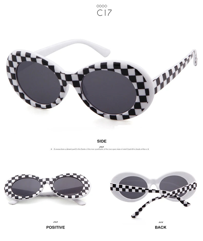 WHO CUTIE 2024 Goggles Oval Sunglasses Men Women Brand Designer 90S Colorful Retro Round Frame Kurt Cobain Shades Sun Glasses UV