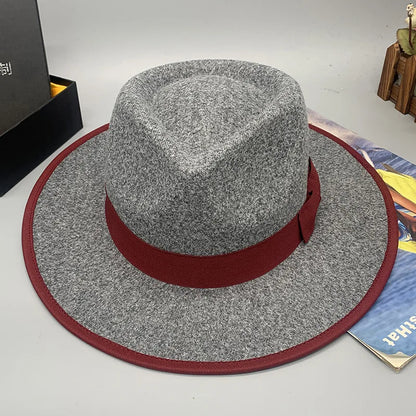 men hats feather men fedoras lady woolen felt church hat unisex  bowknot  jazz hat for men and women