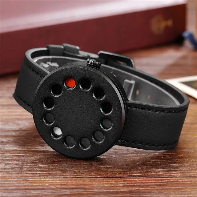 Unique Creative Half Transparent Unisex Watch clock For Men Women Couple Geek Stylish Leather Wrist watches Fashion Quartz watch