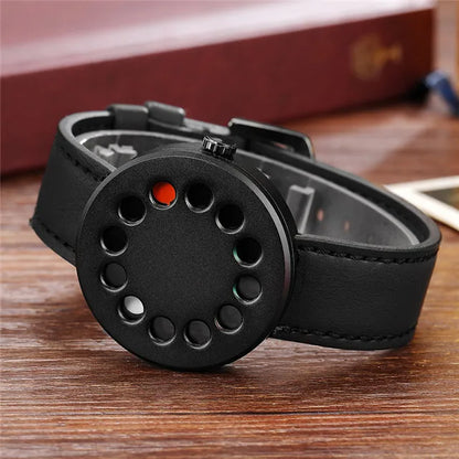 Unique Creative Half Transparent Unisex Watch clock For Men Women Couple Geek Stylish Leather Wrist watches Fashion Quartz watch