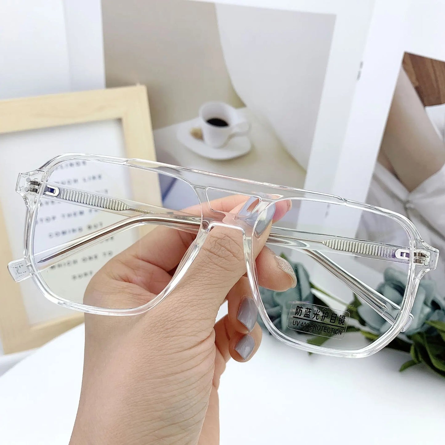 2025 New Fashion Vintage Oversized Reading Glasses Unisex Anti Blue Rays Leoaprd Square Eyeglasses Antifatigue Computer Eyewear