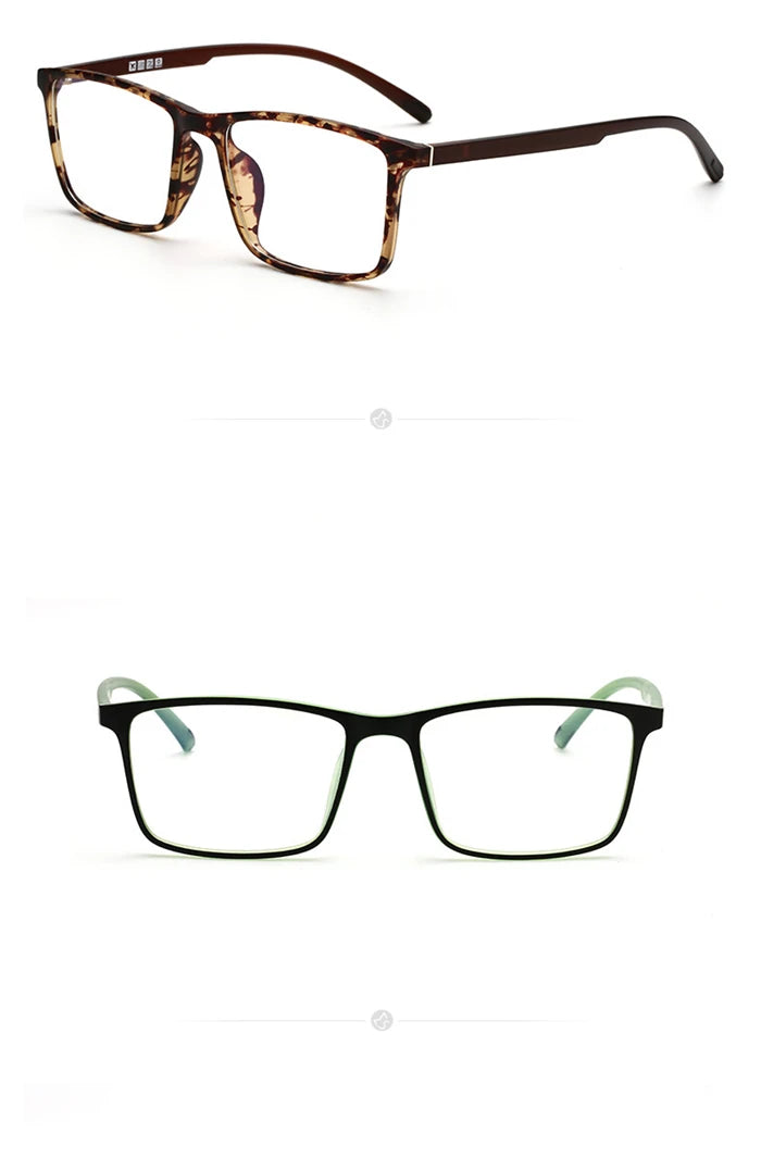 0 -0.5 -0.75 -1.0 To -6.0 Minus Degree TR90 Square Prescription Eyeglasses Women Men Ultralight Business Computer Optical Glasse