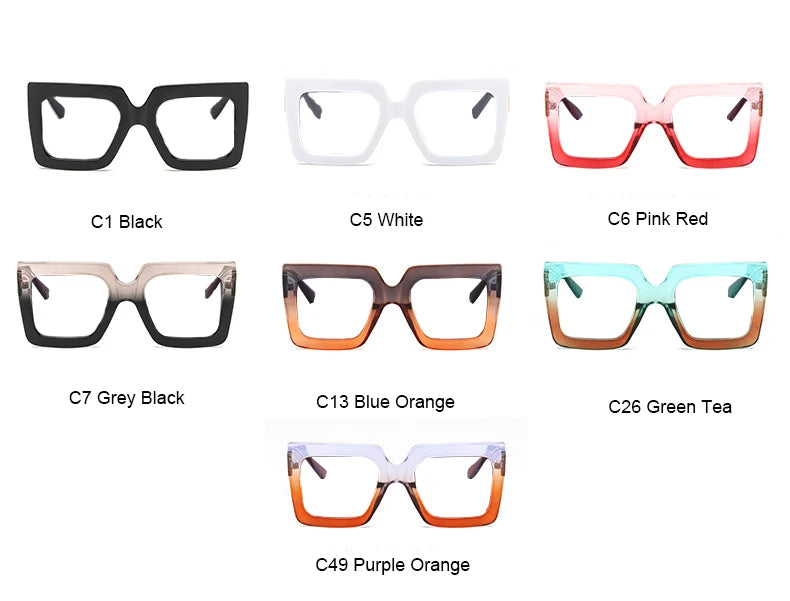 Farsightedness Glasses Transparent Computer Anti Blue Light Reading Glasses Men Women Two Tone Big Square Eyeglasses Frame Retro
