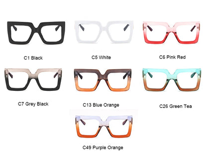 Farsightedness Glasses Transparent Computer Anti Blue Light Reading Glasses Men Women Two Tone Big Square Eyeglasses Frame Retro