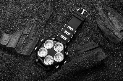Five Movement Sport Big Dial Extra Large Dial Stylish Guy's Hip Hop Watch Cool Punk Men's Quartz Watch Male Clock Time Hour