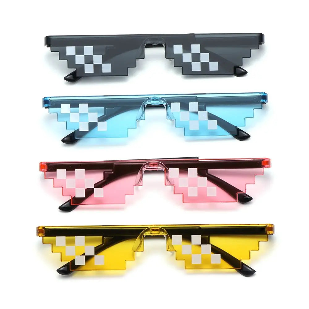 NEW Design Funny Mosaic Sunglasses Thug Life Sun Glasses Pixel Black Retro Gamer Robot Sunglasses Birthday Party Cosplay Favors Mask