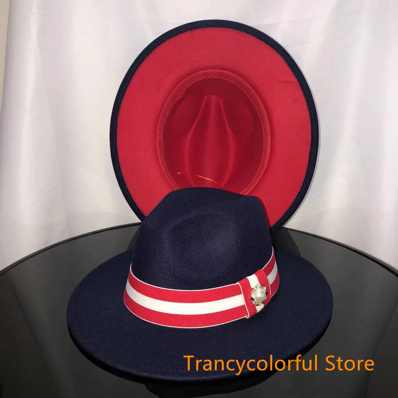 Fedora hat men and women jazz hat stretch ribbon accessories white top hat church men's winter