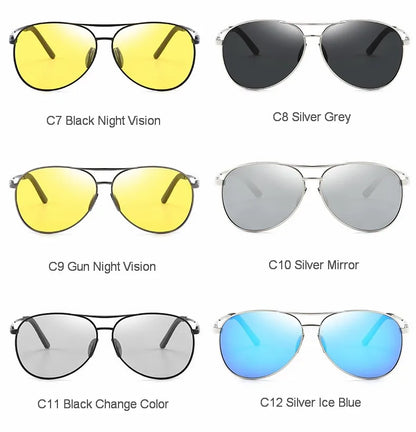 Aviation Metail Frame Polarized Sunglasses Men Color Changing Sun Glasses  Pilot Male Day Night Vision Driving