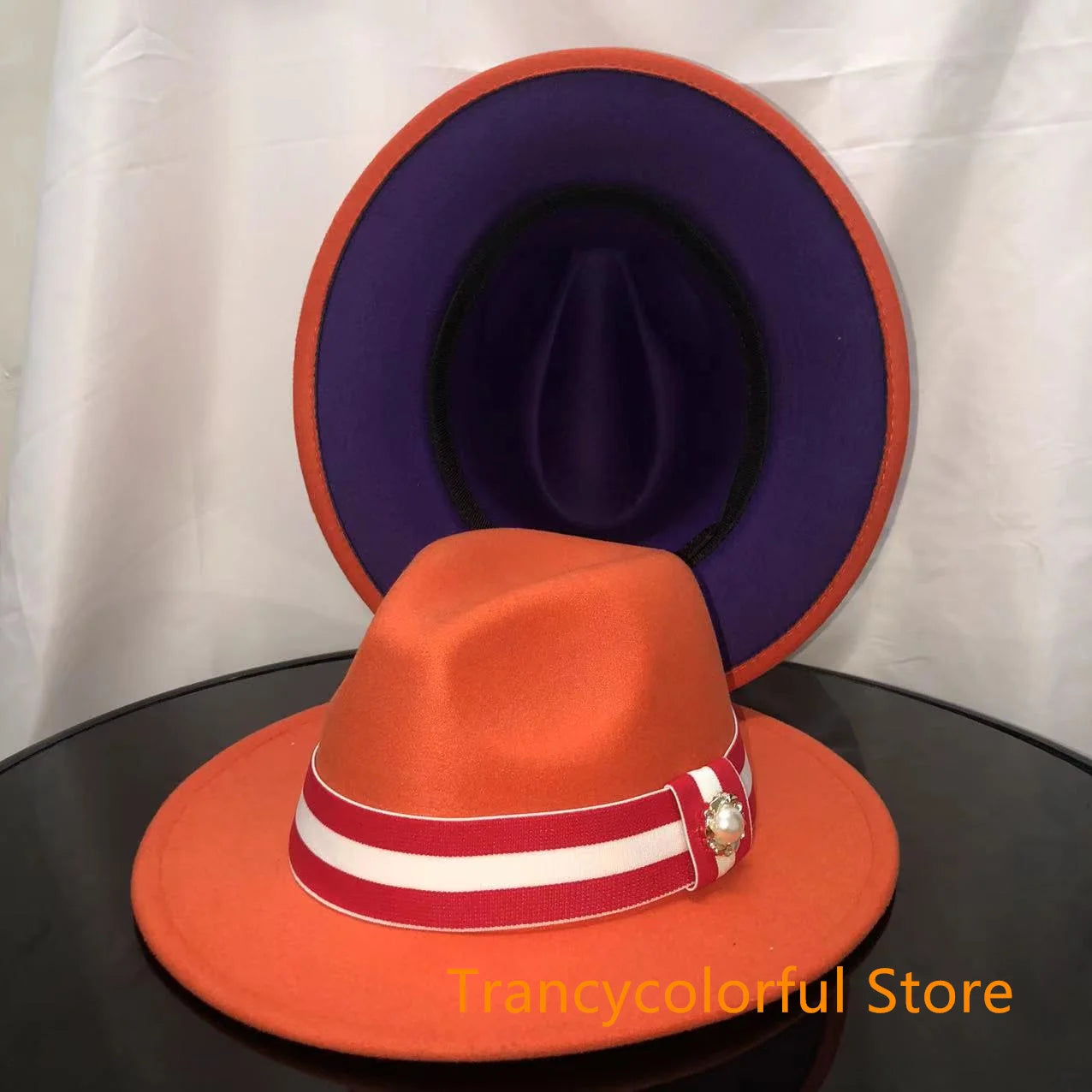 Fedora hat men and women jazz hat stretch ribbon accessories white top hat church men's winter