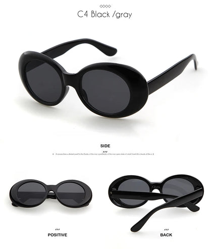 WHO CUTIE 2024 Goggles Oval Sunglasses Men Women Brand Designer 90S Colorful Retro Round Frame Kurt Cobain Shades Sun Glasses UV