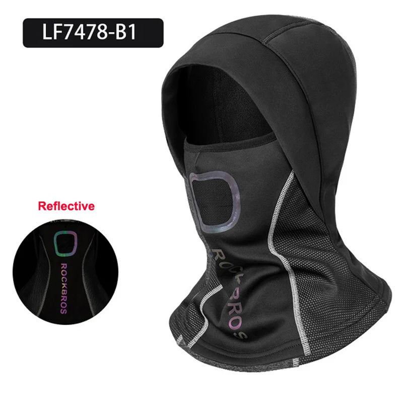 ROCKBROS Winter Cycling Face Mask Fleece Thermal Windproof Cycling Cap Balaclava Ski Fishing Skating Hat Snowboard Training Mask