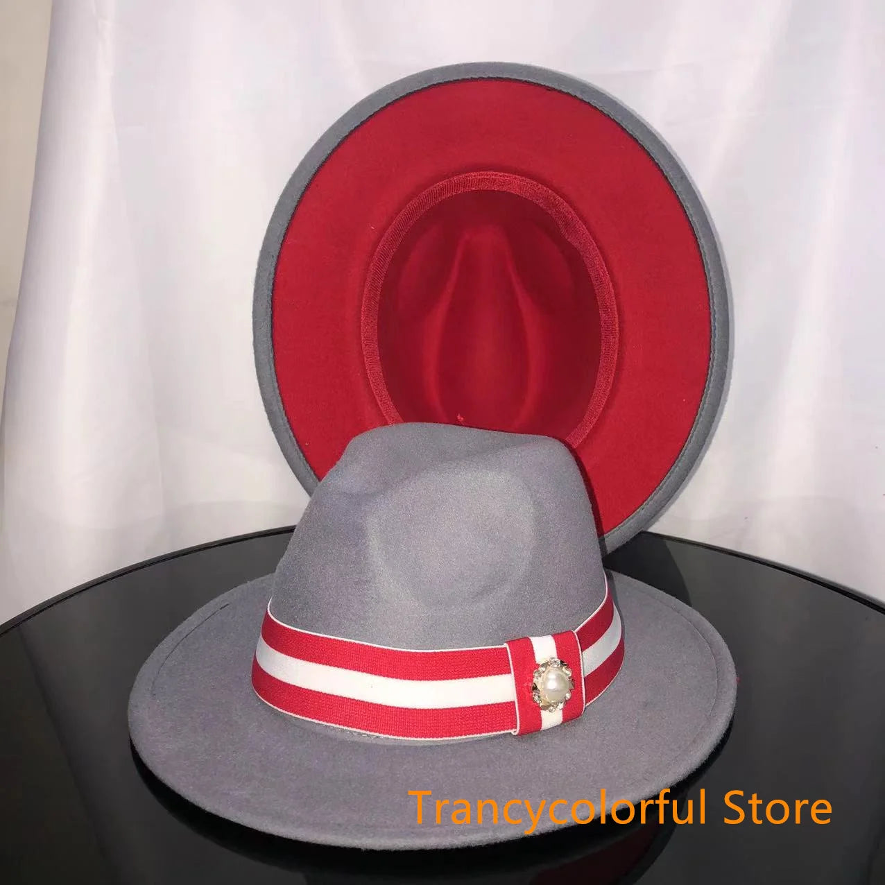 Fedora hat men and women jazz hat stretch ribbon accessories white top hat church men's winter