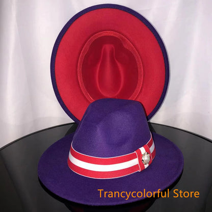 Fedora hat men and women jazz hat stretch ribbon accessories white top hat church men's winter