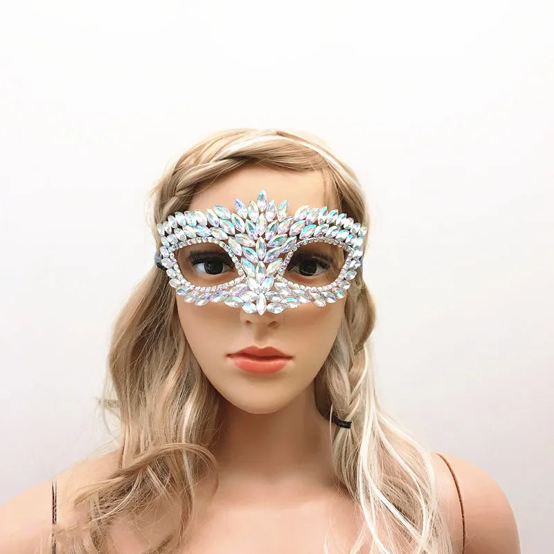 Bridal Masuqerade Masque Rhinestone Eye Mask Masque Cover for Men Women Girls Dance Cosplay Party Shiny Crystal Face Accessories