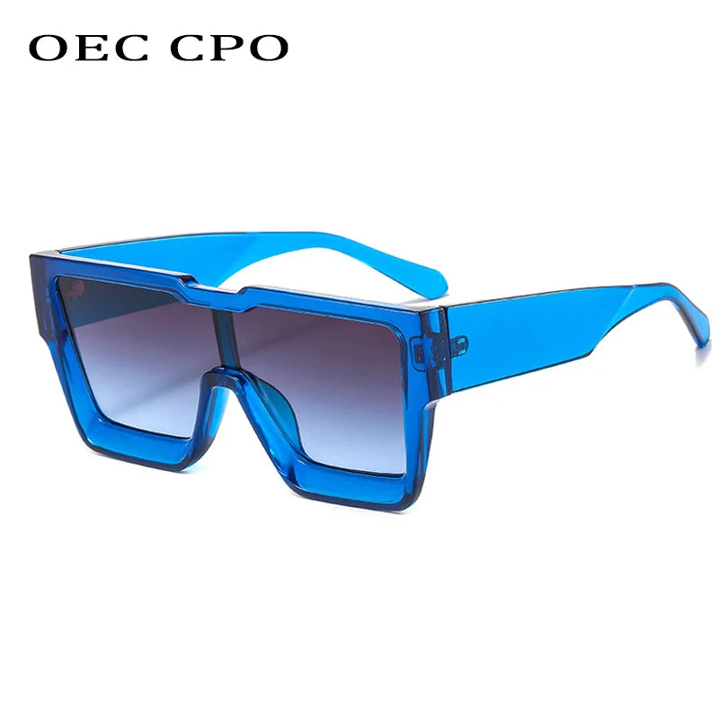 OEC CPO Oversized One Piece Sqaue Sunglasses Women Fashion Big Frames Sun Glasses For Men Brand Eyeglasses Ladies Eyewear UV400