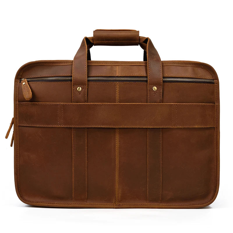 17.3 Inch Laptop Briefcase Genuien Leather Laptop Bag Business Travel Tote Bags Handbags For Men Male Large Brief Case Bag Retro