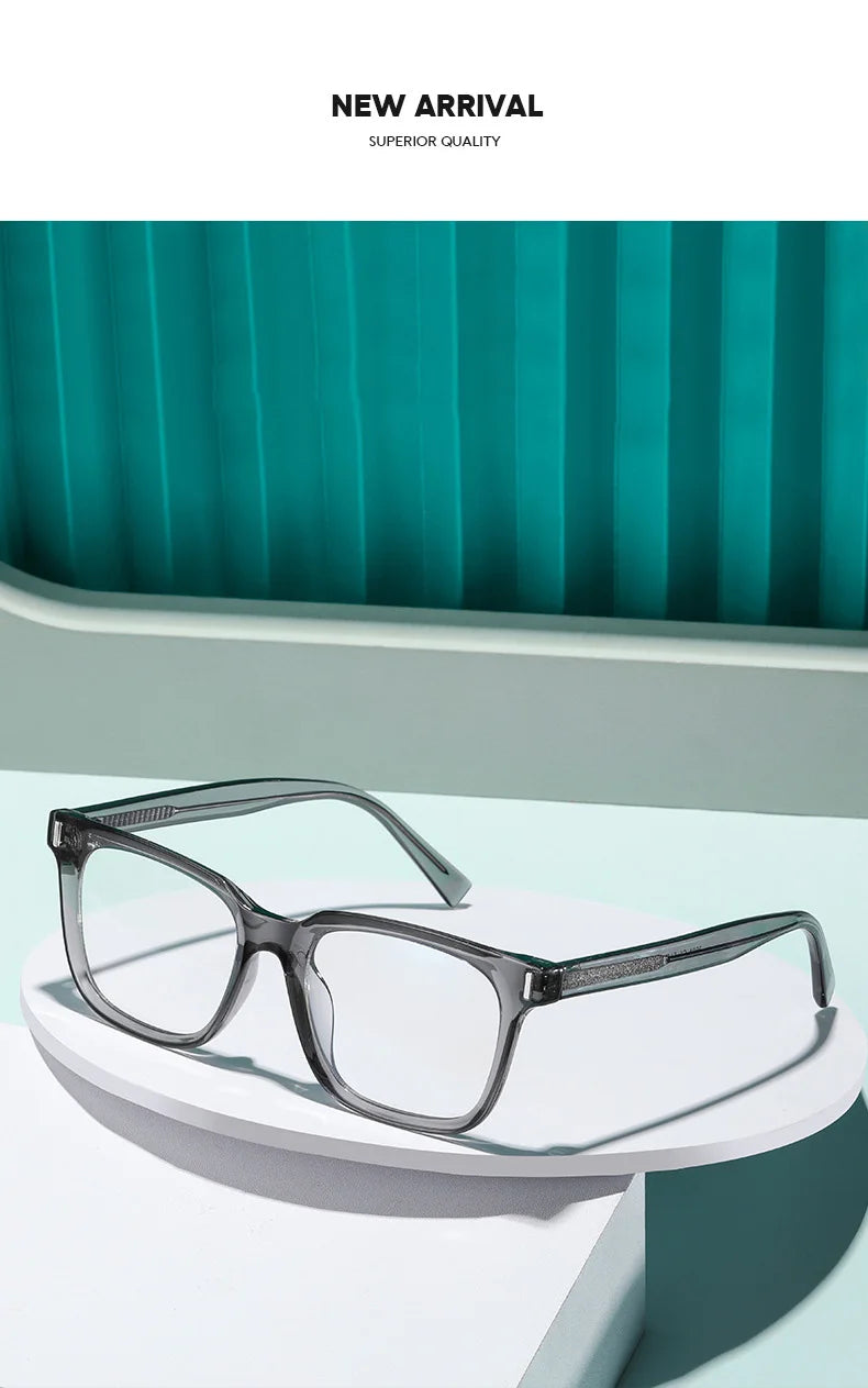 Square Transparent Gray Reading Glasses Men Fashion Computer Eyeglasses Women Blue Light Blocking Optics Presbyopic Glasses