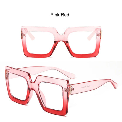 Farsightedness Glasses Transparent Computer Anti Blue Light Reading Glasses Men Women Two Tone Big Square Eyeglasses Frame Retro