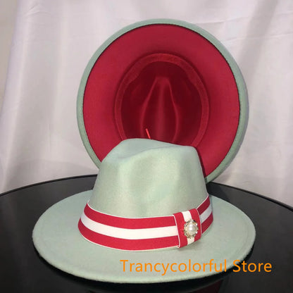 Fedora hat men and women jazz hat stretch ribbon accessories white top hat church men's winter