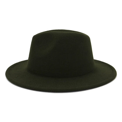 QBHAT Olive Green with Tan Bottom Patchwork Two Tone Color Wool Felt Jazz Fedora Hats Women Men Party Festival Formal Hat