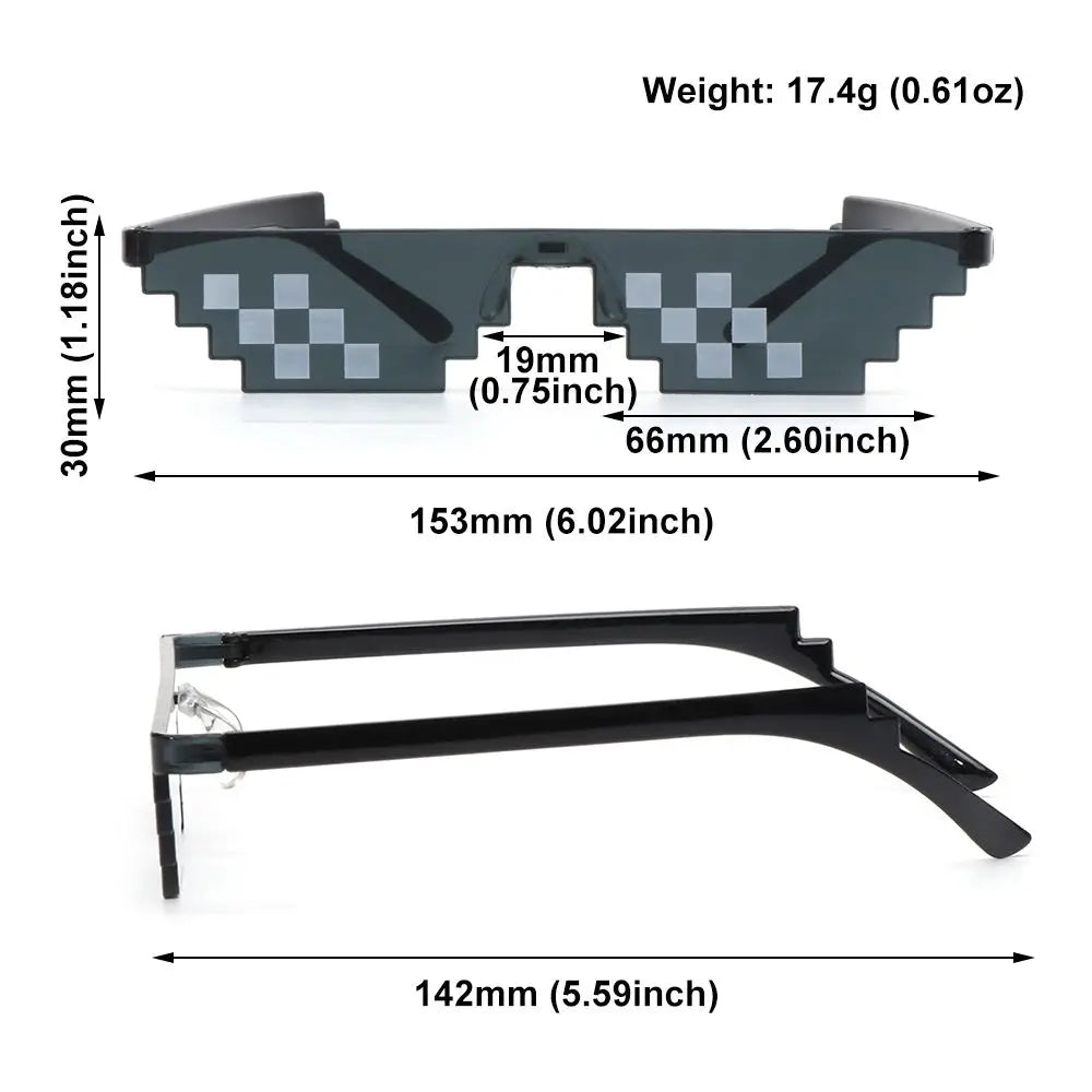 NEW Design Funny Mosaic Sunglasses Thug Life Sun Glasses Pixel Black Retro Gamer Robot Sunglasses Birthday Party Cosplay Favors Mask