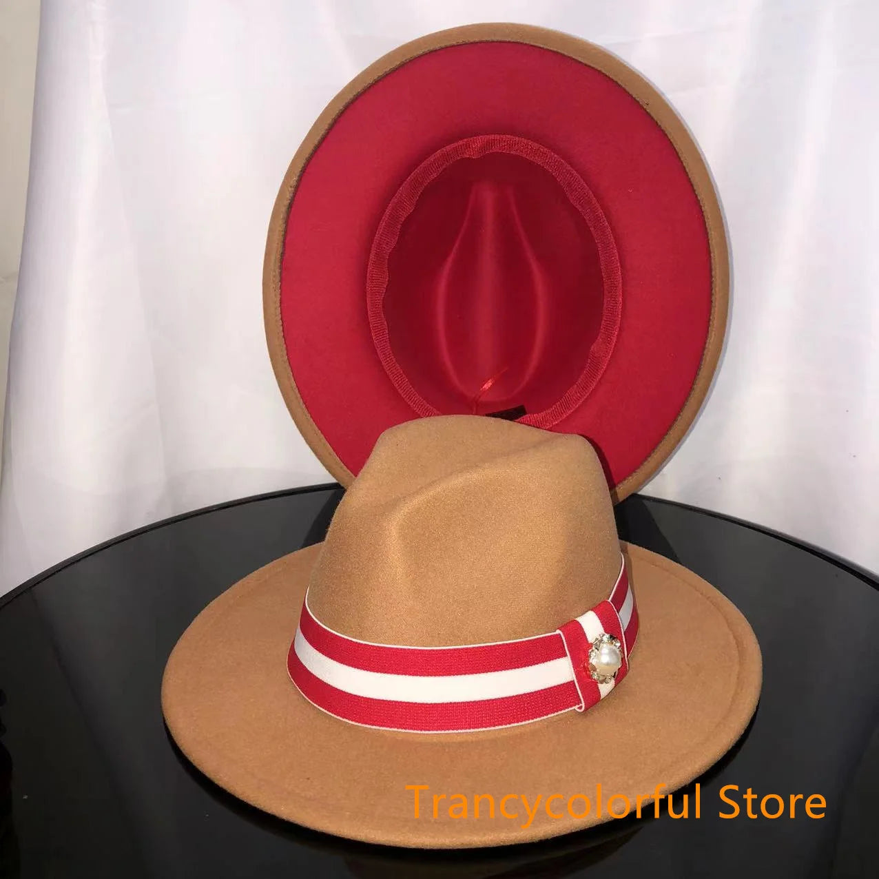 Fedora hat men and women jazz hat stretch ribbon accessories white top hat church men's winter