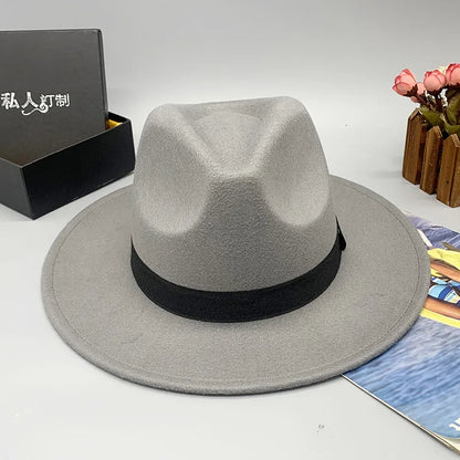 men hats feather men fedoras lady woolen felt church hat unisex  bowknot  jazz hat for men and women