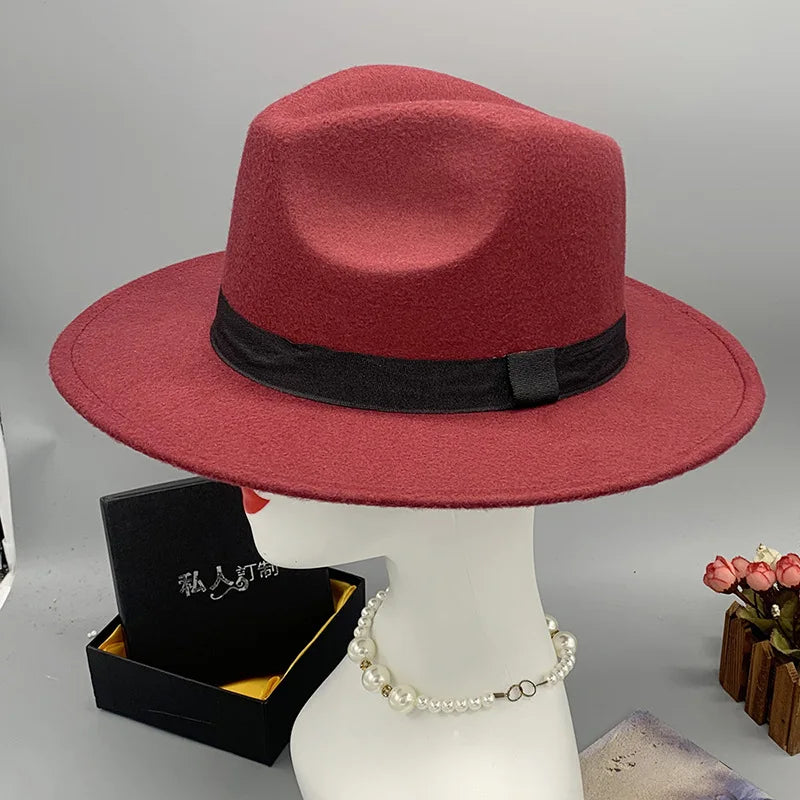 men hats feather men fedoras lady woolen felt church hat unisex  bowknot  jazz hat for men and women