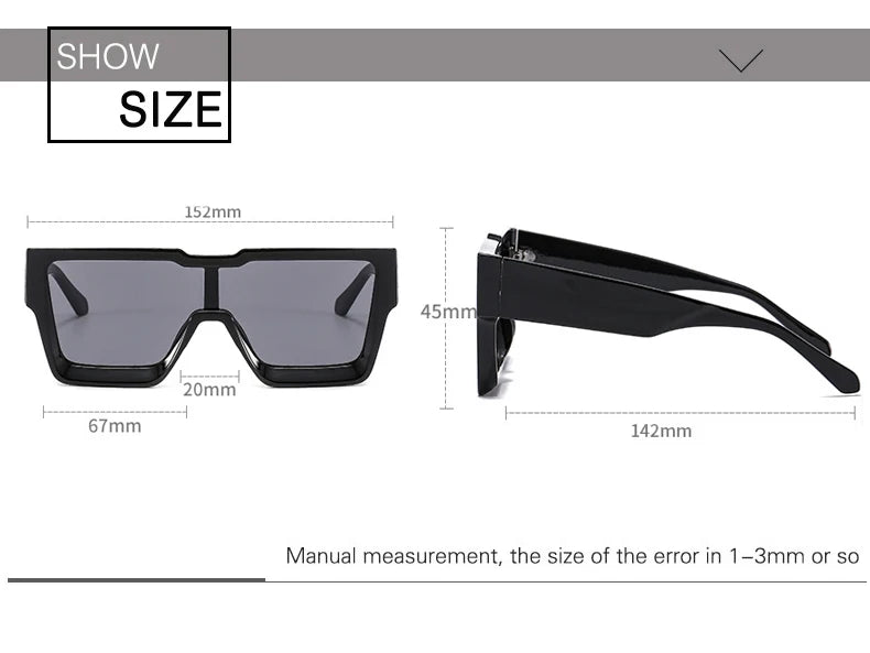 OEC CPO Oversized One Piece Sqaue Sunglasses Women Fashion Big Frames Sun Glasses For Men Brand Eyeglasses Ladies Eyewear UV400
