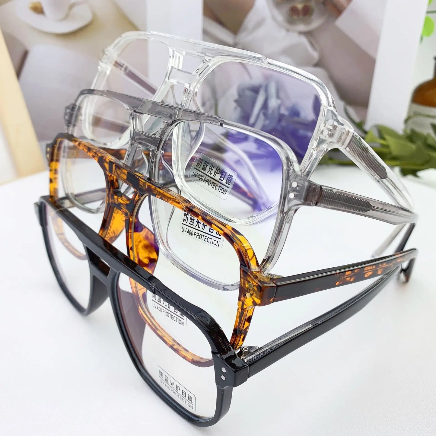 2025 New Fashion Vintage Oversized Reading Glasses Unisex Anti Blue Rays Leoaprd Square Eyeglasses Antifatigue Computer Eyewear