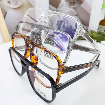 2025 New Fashion Vintage Oversized Reading Glasses Unisex Anti Blue Rays Leoaprd Square Eyeglasses Antifatigue Computer Eyewear