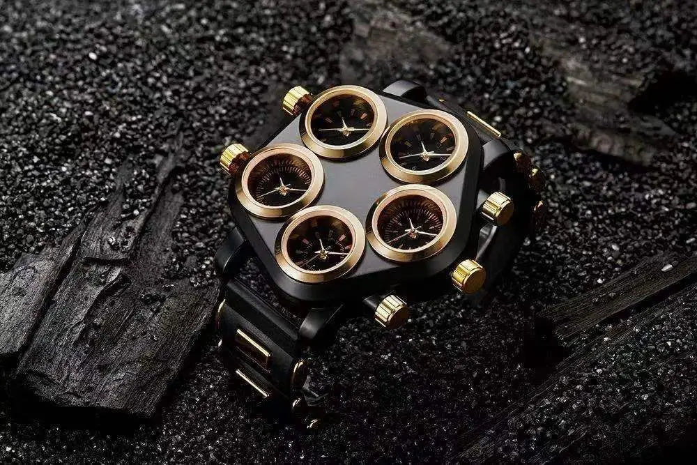 Five Movement Sport Big Dial Extra Large Dial Stylish Guy's Hip Hop Watch Cool Punk Men's Quartz Watch Male Clock Time Hour