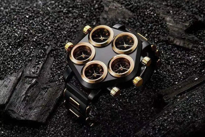 Five Movement Sport Big Dial Extra Large Dial Stylish Guy's Hip Hop Watch Cool Punk Men's Quartz Watch Male Clock Time Hour